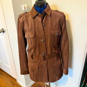 Brown Suede Jacket with belted waist
